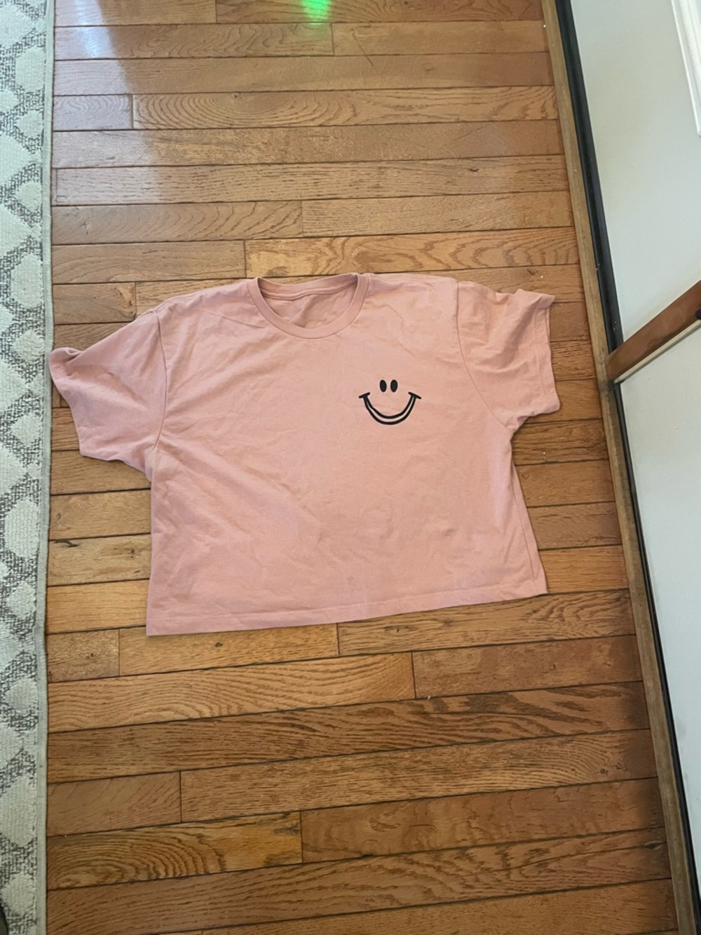 Pink Women’s Smile Graphic Crop Top- Casual Everyday Top
